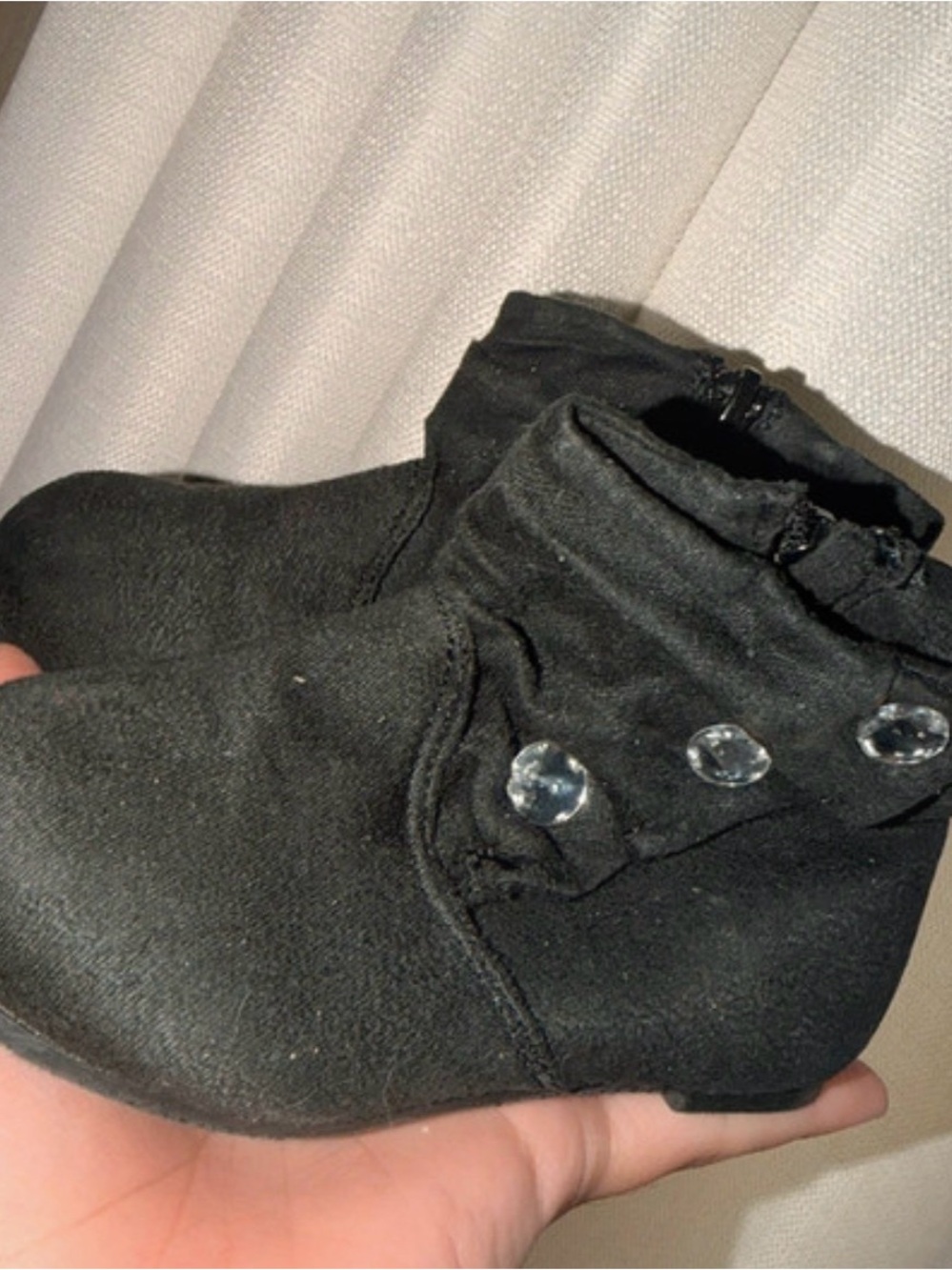 Classic Kids Black Ankle Boots with Decorative Buttons